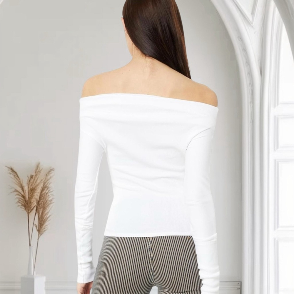 Free People Off-Shoulder White Top Size M/L NWOT - Picture 2 of 4